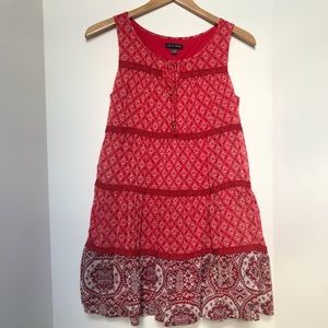 Small As U Wish Red Paisley Tanktop Dress With Tie